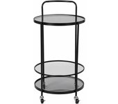 Maisons du Monde Carrito de metal negro con bandejas de vidrio templado