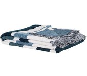 Maisons du Monde Manta de rayas blancas y azules con flecos 130x170 cm