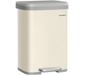 SONGMICS Cubo de basura de 50 l de 40,4 x 38 x 58,5 cm de color beige y gris