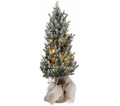 J-line Árbol de navidad + led + maceta yute plástico nevado verde alt. 58 cm