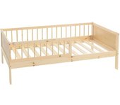 ML-Design Cama infantil beige de madera con protección anticaída 80x160 cm