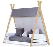 Alondra Cama montessori madera 70x140 cm con colchón y textil stone grey