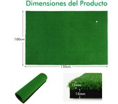 Costway Alfombrilla de Golf Estándar Realística Alfombra de Césped Sintético para Jugar al Golf 3 Tee de Golf para Uso Interno y Externo 1,5 x 1 m