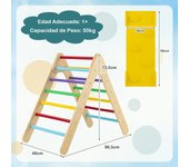 Costway 3 en 1 Triángulo de Escalada con Rampa Ajustable para Escalar y Deslizarse Escalador Triangular de Madera Juguetes para Niños Multicolor