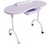 Mesa de manicura portátil plegable Palmar: Equipada con cajón, cojín reposamanos y ruedas con bloqueo