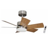 Bastilipo - Arenal Dc,ventilador De Techo Con Motor Dc, Mando A Distancia, 75cm, 6 Aspas, Roble Claro/ Roble Oscuro, Luz Led 3 Tonos, Chas
