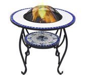Vidaxl Chimenea Con Mesa De Mosaico Cerámica Azul Y Blanca 68 Cm