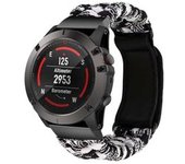 Bracelete Pulsera Fio Entrançado Para Garmin Tactix 7 Pro Edition Negro E Branco