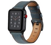 Bracelete Pulsera Classic Vintage Em Pele Ecológico Para apple Watch Series 5 40mm Azul Jeans