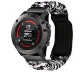 Bracelete Pulsera Fio Entrançado Para Garmin Quatix 7 Negro E Branco