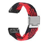 Bracelete Pulsera Entrançada Flexible Para Garmin Quatrix 7 Sapphire Edition Vermelho E Negro