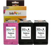 302xl Pack 3 Cartuchos De Tinta Compatible Con Hp 302xl (f6u68ae/f6u66ae, F6u67ae/f6u65ae) De Alta Calidad, Que Muestra El Nivel De Tinta