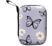 Juego De Bolsas De Almacenamiento Para Cargador, Diseño De Mariposas Y Flores Moradas, Organizador De Cables De Viaje Con Estuche De Transporte