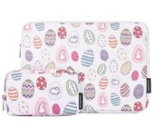 2 Unids/set Estuche De Transporte De Conejito De Pascua Y Huevo Para Computadora Portátil De 11 ~ 15 Pulgadas, Estuche Protector De Pu + Bolsa Pequeña
