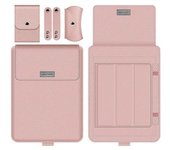 4 Unids/set Bolsa De Manga Portátil Para Portátiles De 11 ~ 17 Pulgadas, Bolsa De Almacenamiento De Cuero Pu Con Soporte/asa Rosa