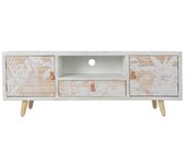 Mueble De Tv Dkd Home Decor Blanco Madera Bambú (140 X 40 X 51 Cm)