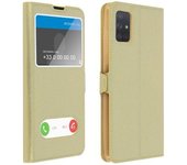 Funda Samsung Galaxy A71 Con Ventana Doble – Dorado
