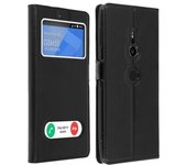 Funda Sony Xperia Xz2 Libro Con Doble Ventana Carcasa De Silicona – Negro