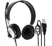 Casco Con Cable Para Ordenador Con Micro De Percha Botones De Control - Linq