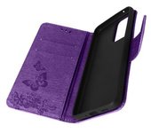 Funda De Mariposa Y Flor Para Samsung Galaxy A33 Con Soporte De Vídeo Morado