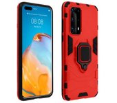 Carcasa Huawei P40 Pro Bimateria Anillo-soporte Metálico – Rojo
