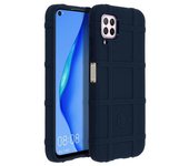 Carcasa Protectora Huawei P40 Lite De Silicona En Relieve - Azul Oscuro