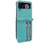 Funda Para Galaxy Z Flip 4 Funda De Piel Para Hombro Funda Versátil Turquesa