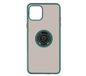 Funda Carcasa Apple Iphone 12 Mini Dos Materiales Anillo Metálico Soporte Verde