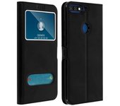 Funda Honor 7a , Huawei Y6 2018 Libro Doble Ventana Carcasa De Silicona – Negro