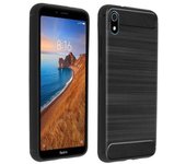 Carcasa Xiaomi Redmi 7a Silicona Acabado Efecto Aluminio Cepillado - Negro