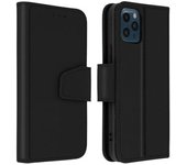 Funda De Piel Premium Iphone 12 Pro Max Tarjetero Función Soporte - Negro
