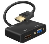 Adaptador Hdmi Macho A Vga Hembra Y Hdmi Con Conector De Audio De 3,5 Mm Y Carga