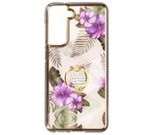 Carcasa Samsung Galaxy S21 Fe Anillo Sujeción Diseño Flores - Morado