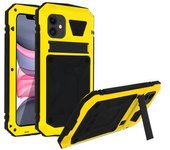 Carcasa Iphone 11 Aluminio Cristal Templado F. Soporte S. Tank - Amarillo