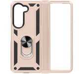 Funda Para Samsung Z Fold 5 Antigolpes Bimaterial Anillo Soporte Vídeo Beige