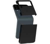 Carcasa Galaxy Z Flip 3 Rígida Efecto Fibra De Carbono Diseño En 2 Partes Negro