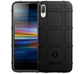 Carcasa Protectora Sony Xperia L3 De Silicona Cuadrados En Relieve - Negro