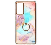 Carcasa Samsung Galaxy S20 Fe Anillo Sujeción Diseño Mármol - Azul