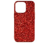 Funda Iphone 13 Pro Purpurina Rígida Acabado Relieve Antideslizante Rojo