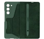 Funda Para Samsung Galaxy Z Fold 5 Tarjetero Soporte Vídeo Efecto Carbono Verde