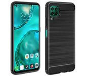 Carcasa Huawei P40 Lite Silicona Efecto Aluminio Cepillado - Negro