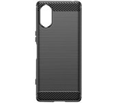 Carcasa Para Sony Xperia 5 V Silicona Efecto Aluminio Cepillado - Negro