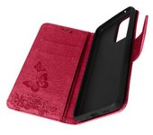 Funda De Mariposa Y Flor Para Samsung Galaxy A33 Con Soporte De Vídeo Rojo