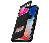 Funda Iphone X Libro Con Doble Ventana Carcasa De Silicona – Negro