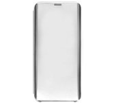 Funda Libro Billetera Efecto Espejo Plata Galaxy S8 Plus Tapa Translúcida