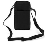 Bolsa Riñonera De Tela Smartphone Con Mosquetón 2 Bolsillos - Negro