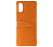 Funda Sony Xperia 5 V Funda Con Revestimiento De Imitación De Cuero Naranja