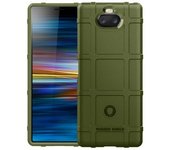 Carcasa Protectora Sony Xperia 10 De Silicona Cuadrados En Relieve - Verde