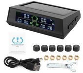 Sistema De Monitoreo De Presión De Neumáticos Detector Tpms Con Energía Solar Con Sensor Externo Lcd 6 Para Rv