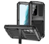 Funda De Pc + Silicona + Soporte Metálico Para Samsung Galaxy S25 Plus(+) Con Película De Vidrio Templado, Color Negro